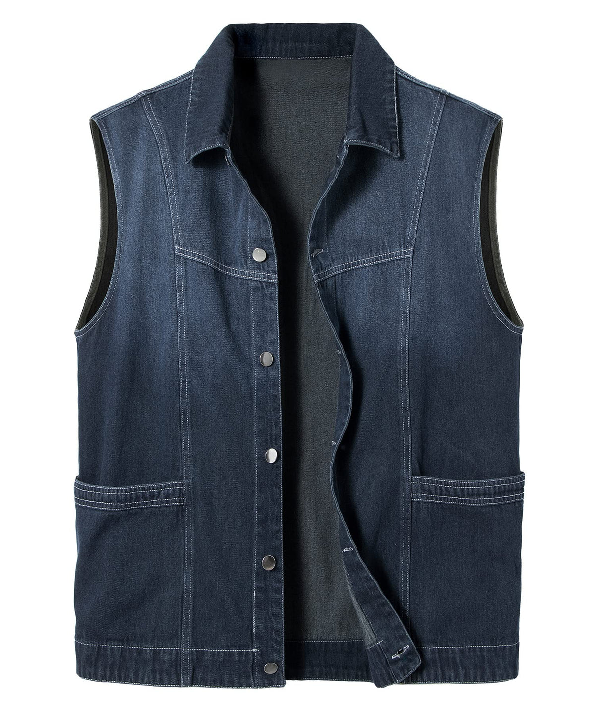Herothorn Men's Denim Vest Gilet Casual Vintage Biker Sleeveless Jacket Cowboy Jeans Waistcoat Pockets Outwear