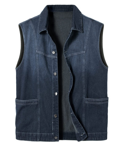 Herothorn Men's Denim Vest Gilet Casual Vintage Biker Sleeveless Jacket Cowboy Jeans Waistcoat Pockets Outwear