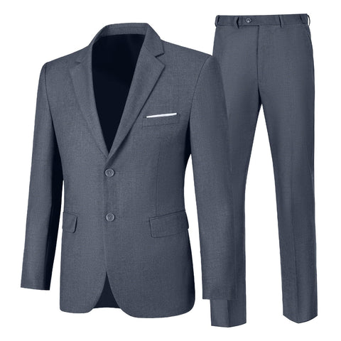 Mens 2 Piece Suit Slim Fit Business Wedding Party Tuxedo Dress Suits for Men Jacket and Pants Set, Dark Gray, S