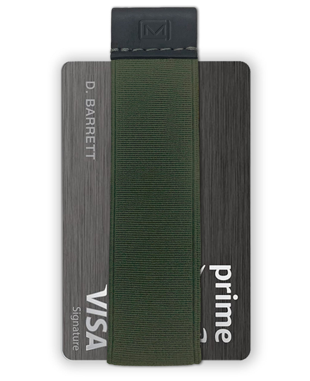 Modern Carry Quick Draw Minimalist Wallet for Men & Women, Elastic Band Minimal Credit Card Holder with Leather Tab, Card Grabber for Long Nails, Money Clip Alternative (Black) (Olive Green)