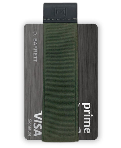Modern Carry Quick Draw Minimalist Wallet for Men & Women, Elastic Band Minimal Credit Card Holder with Leather Tab, Card Grabber for Long Nails, Money Clip Alternative (Black) (Olive Green)