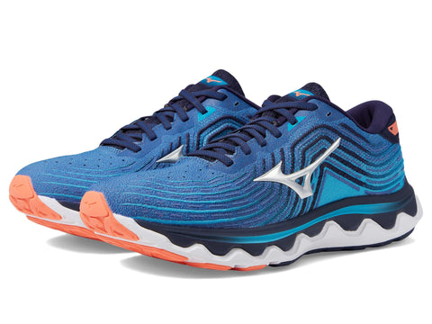 Mizuno Men's Wave Horizon 6 Running Shoe, Surf The Web-Silver, 12