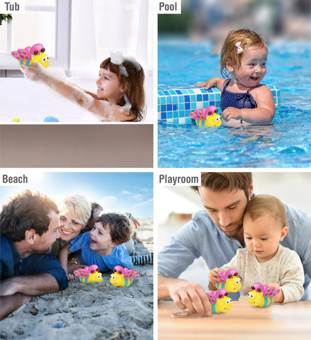 DolliBu Butterfly Bath Buddy Squirter - Floating Colorful Butterfly Rubber Bath Toy Fun Water Squirting Bathtime Play for Toddlers, Toy for The Bathtub, Beach & Pool