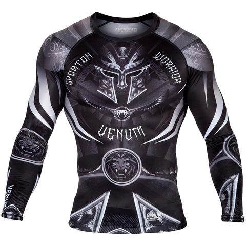 Venum Gladiator 3.0 Long Sleeve Rashguard - Black/White - M, Medium