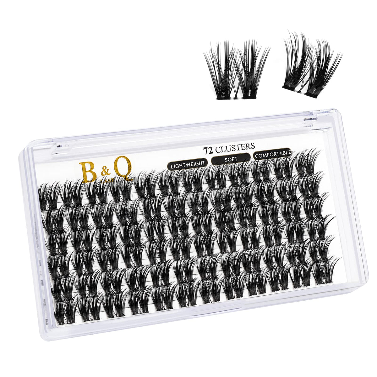Lash Clusters B50 D Curl 16mm DIY Eyelash Extensions 72 Clusters Lashes B&Q Eyelash Clusters Wispy Volume Cluster Eyelash Extensions Individual Lashes Cluster DIY at Home (B50,D-16mm)