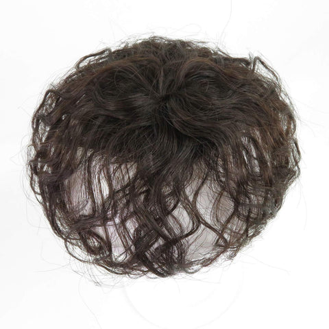 Human Hair Nature Curly Topper Replacement Fluffy Hairpiece Seamless Clip in Top Wiglet for Women Thin Hair Small Nature Black