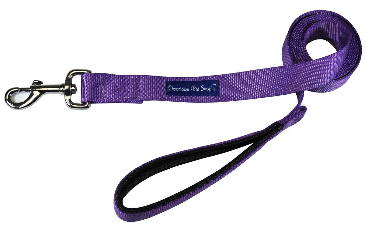 Downtown Pet Supply 6ft Dog Leash - Heavy-Duty Dog Leash with Padded Comfort Handle and Stainless Steel Fastener - Durable Dog Training Leash - 0.75 in Wide - Purple Dog Leash