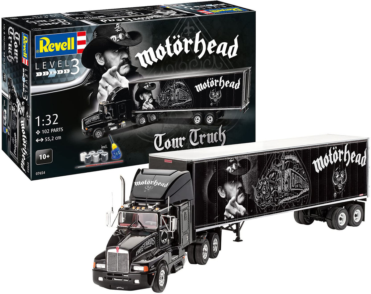 Revell 80-7654 Motorhead Tour Truck Model Kit 1:32 Scale 102-Piece Skill Level 3 Plastic Model Truck Building Kit Gift Set Includes Paint and Glue