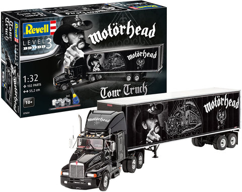Revell 80-7654 Motorhead Tour Truck Model Kit 1:32 Scale 102-Piece Skill Level 3 Plastic Model Truck Building Kit Gift Set Includes Paint and Glue