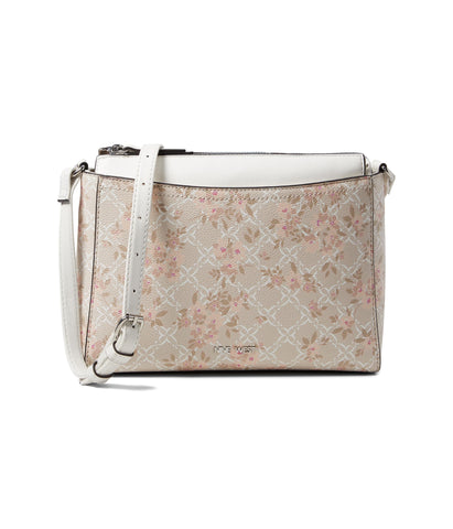 Nine West Bowie Mini Top Zip Crossbody, Milk Logo Floral