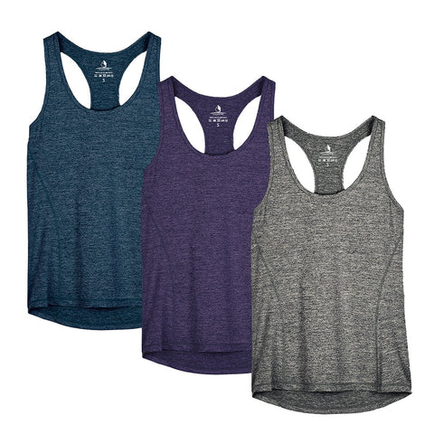 icyzone Workout Running Tank Top for Women - Racerback Yoga Tops Exercise Gym Shirts 3-Pack (M, Royal Blue/Purple/Charcoal)