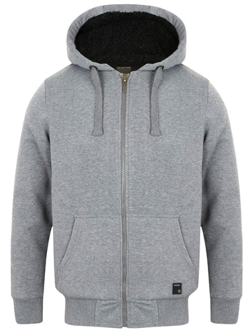 Mens Dissident Hoodie Sweatshirt/Jumper Jacket Toulouse Sherpa Fleece Lined, Grey Marl, Size M