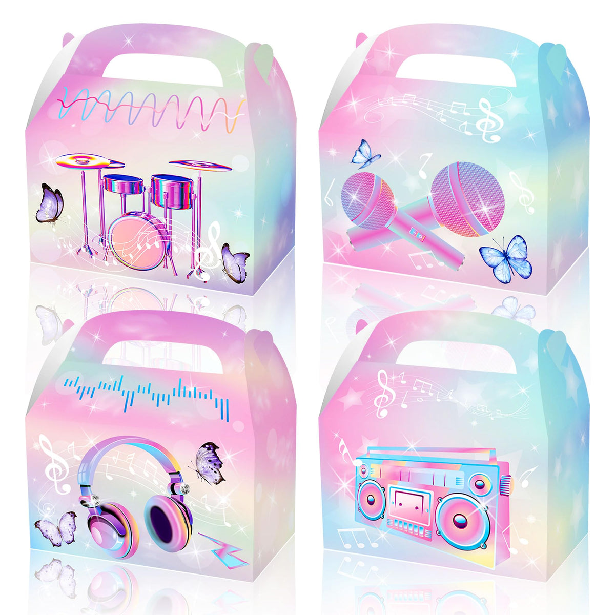 LaVenty Singer Theme Party Favor Boxes Singer Theme Birthday Party Supplies Kids Candy Treat Bag for Birthday Wedding Bridal Shower