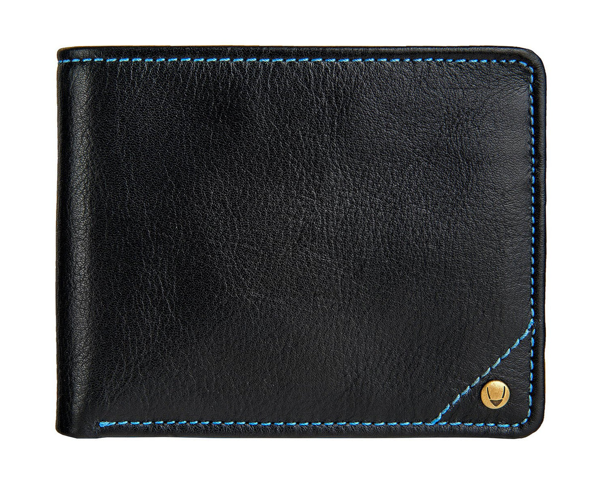 Hidesign Men's Angle Stitch 3-Piece Wallet, Black, Standard Size