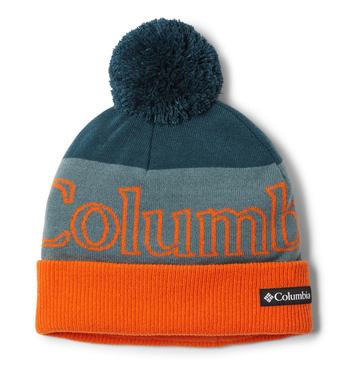 Columbia Girls' Polar Powder Beanie Hat, Night Wave/Metal/Bright Orange, One Size