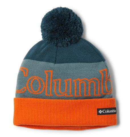 Columbia Girls' Polar Powder Beanie Hat, Night Wave/Metal/Bright Orange, One Size