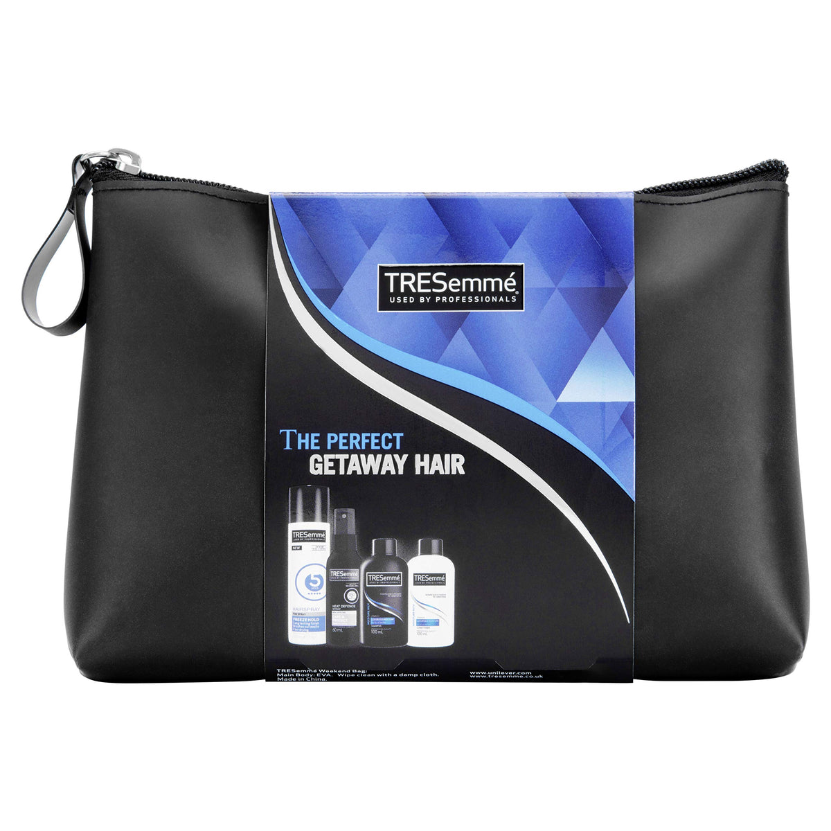 TRESemmÃ© Perfect Weekend Getaway with a sleek black wash bag Gift Set for women 4 piece