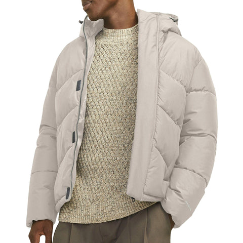 JACK & JONES Men's Jjworld Puffer Jacket, White, XL