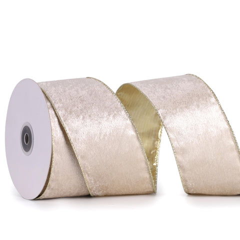 DINDOSAL Wired Champagne Velvet Ribbon 2.5" x 10 Yards Champagne Golden Christmas Ribbon, Golden Christmas Tree Ribbon, Decorations, Wreaths, Crafts, Home Decoration, Gift Wrapping