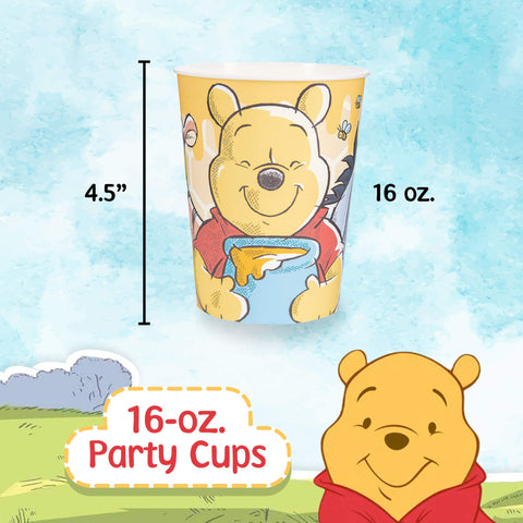 Unique 8 Count Winnie The Pooh Party Cups | Birthday Party Favors for Kids | Officially Licensed 16 oz
