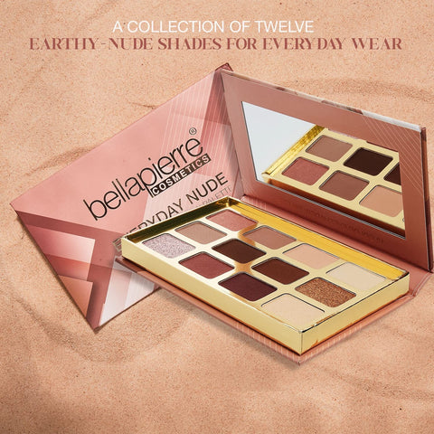 bellapierre Everyday Nude Eyeshadow Palette | 12 Shades in Matte, Satin, Shimmer, & Foil Finishes | Non-Toxic & Paraben Free | Vegan & Cruelty-Free