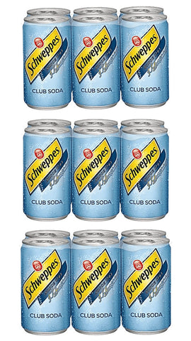 Schweppes club soda, 7.5 fl oz, 18 cans , total 135 fl oz