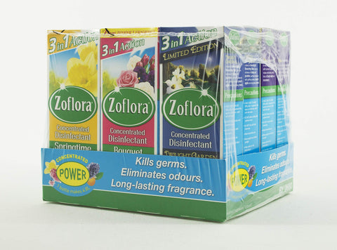 12 x Zoflora Antibacterial Disinfectant 120ml - 4 Linen Fresh - 2 Lavender - 4 Country Garden - 2 Bouquet - Concentrate Bottles