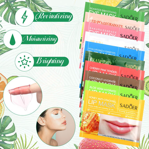 Swiffen 60 Pcs Moisturizing Lip Mask Eye Pads Lip Eyes Care Pads Mask Multi Pack Lip and Under Eye Patches for Puffy Eyes Spa Moisturizing Skincare Eye Lip Treatment (Lip and Eye)