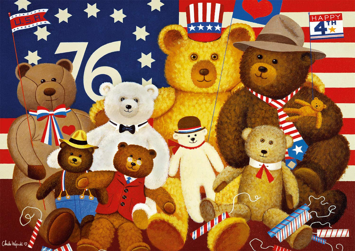 Buffalo Games - Charles Wysocki - Patriotic Stuffy Bunch - 500 Piece Jigsaw Puzzle