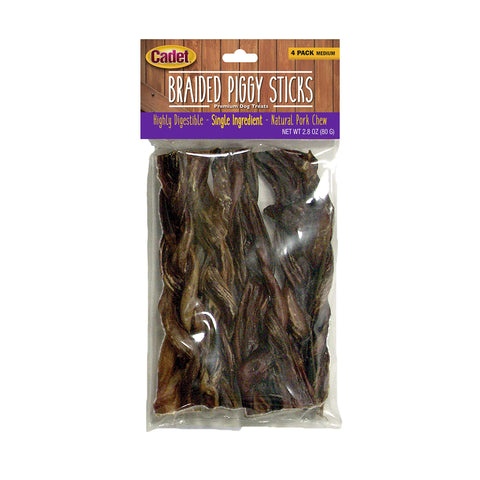 Cadet Braided Piggy Sticks for Dogs 2.8 oz.