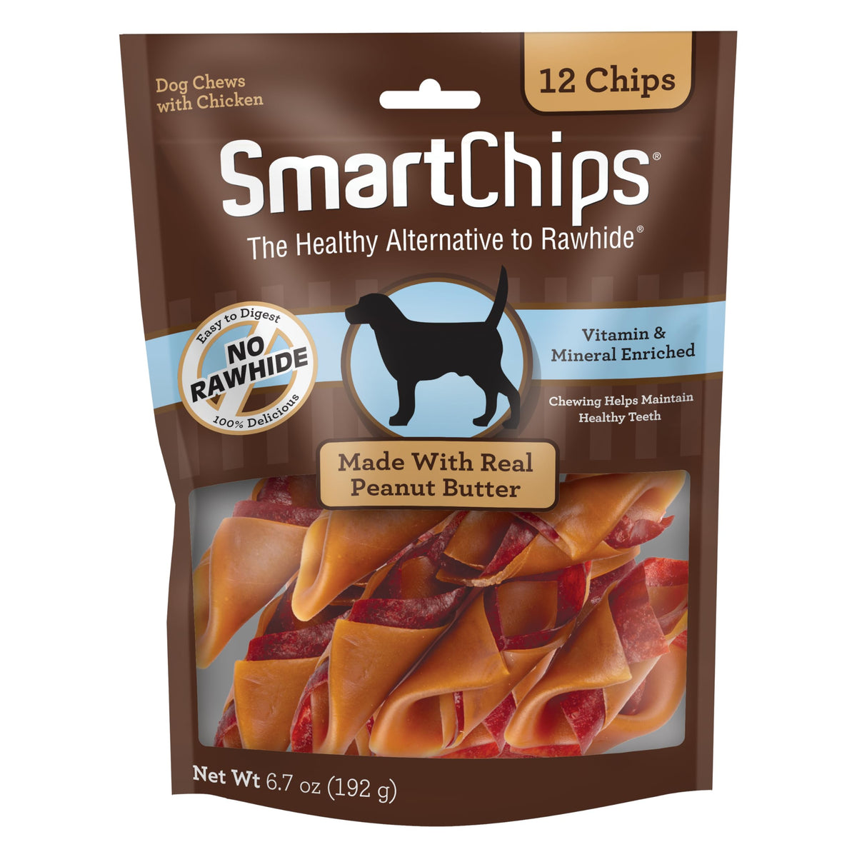 SmartBones SBPB-00235 SmartChips For Dogs, Rawhide-Free 12 Count, Peanut Butter , 6.7 Ounce (Pack of 1)