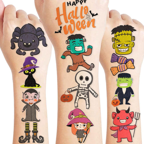 Halloween Temporary Tattoos Stickers for Kids Funny Halloween Themed 90PCS Birthday Party Supplies Favors Funny Cool Super Cute Fake Tattoos Party Decorations Boys Girls School Rewards Gifts