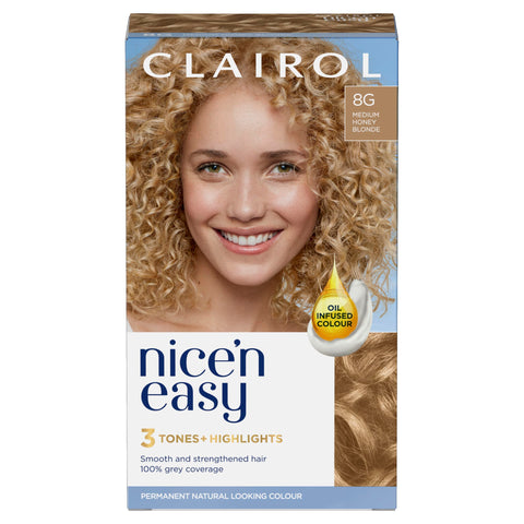 Clairol Nice'n Easy CrÃƒÆ’Ã†â€™Ãƒâ€ Ã¢â‚¬â„¢ÃƒÆ’Ã¢â‚¬Â ÃƒÂ¢Ã¢â€šÂ¬Ã¢â€žÂ¢ÃƒÆ’Ã†â€™ÃƒÂ¢Ã¢â€šÂ¬Ã…Â¡ÃƒÆ’Ã¢â‚¬Å¡Ãƒâ€šÃ‚Â¨me, Natural Looking Oil Infused Permanent Hair Dye, 8G Medium Honey Blonde