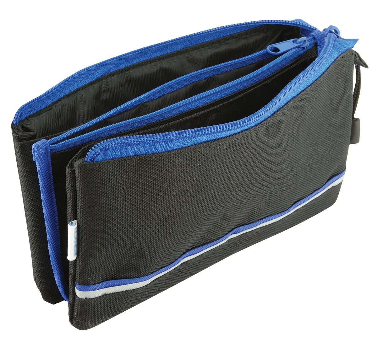 Esposti Triple Pocket Pencil Case | Large Capacity | 3 Zip Pockets | Durable Nylon | for Boys and Girls | Blue