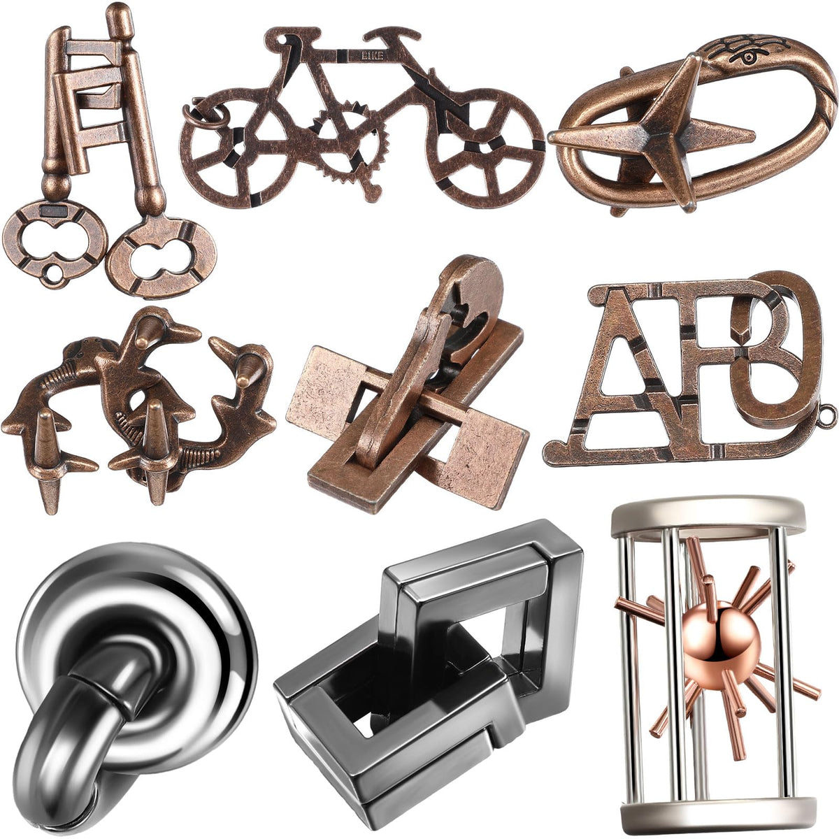 Wettarn 9 Pcs Metal Puzzles for Adults Brain Teaser Puzzles 3D Steel Puzzle for Adults Unlock Interlocking Puzzle Adult Mind Puzzle Games IQ Education Puzzle Toys Smart Toy(Exquisite Style)