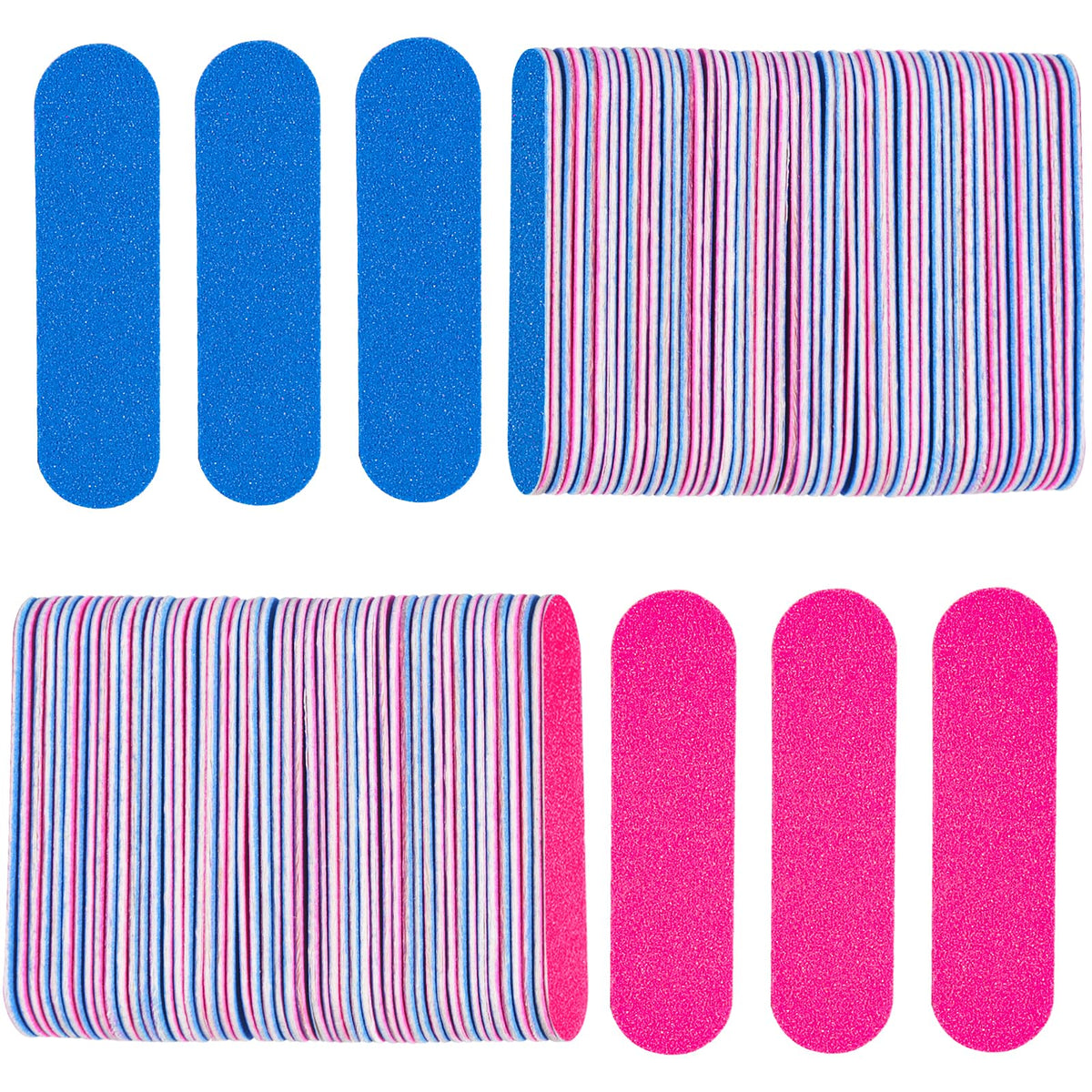 KISEER Mini Nail Files Bulk, 100 Pcs Disposable Double Sided Emery Boards Travel Size for Men, Women, Kids (2 Inch)