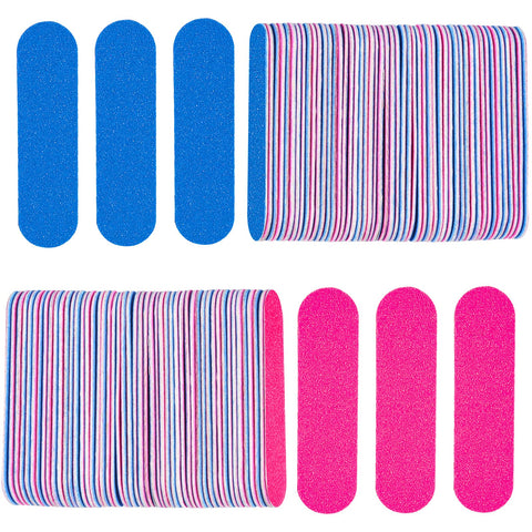 KISEER Mini Nail Files Bulk, 100 Pcs Disposable Double Sided Emery Boards Travel Size for Men, Women, Kids (2 Inch)