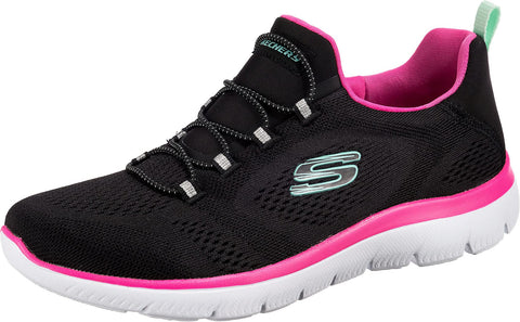 Skechers Sport Women's Women's Perfect Views Sneaker, BKHP=Black/Hot Pink, 6