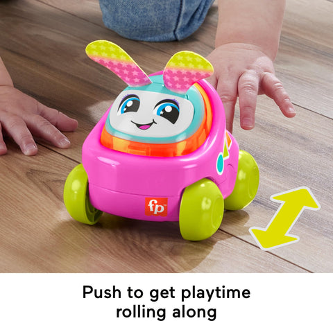 Fisher-Price DJ Buggy Baby Toy Car with Lights Music Sounds and Learning Songs for Crawling Play, Pink