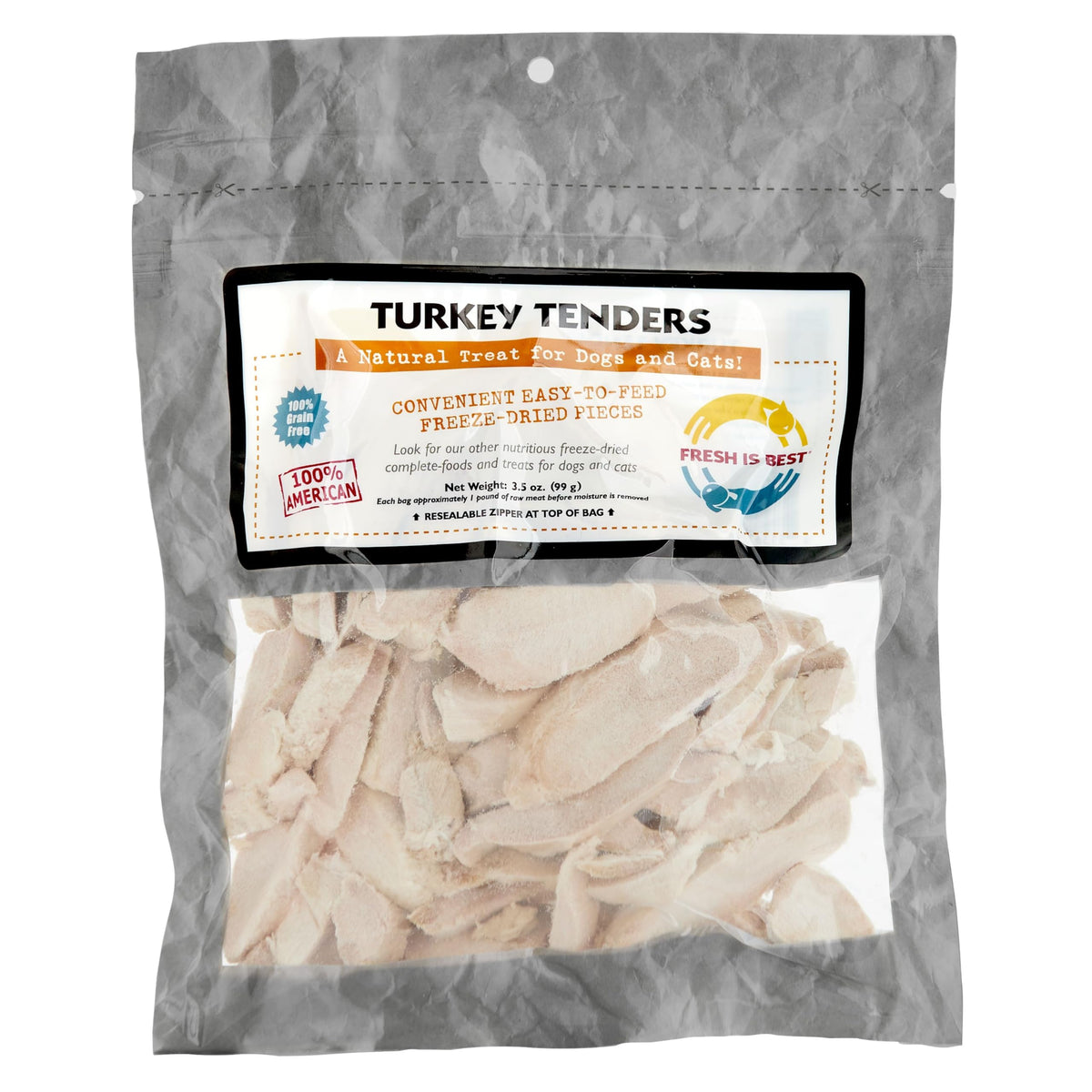 Fresh Is Best - Freeze Dried Healthy Raw Meat Treats for Dogs & Cats - Turkey Tenders
