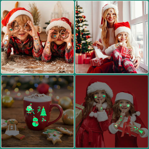 119 Pcs Christmas Temporary Tattoos for Kids?Christmas Stocking Stuffers Gifts Party Decorations Supplies Favors for Kids Boys and Girls (GLOW B)