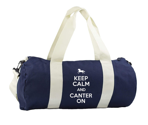 Hippowarehouse Keep Calm and Canter On Horse Riding Gymwear Gym Duffle Cylinder Uniform Kit Bag 50 x 25 x 25cm 20 litres