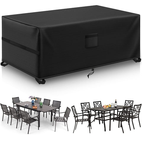 Kovshuiwe Garden Furniture Covers,170x94x70cm Patio Furniture Cover Waterproof, Table Covers 420D Heavy Duty Oxford Fabric Rattan Furniture Cover Windproof Anti-UV for Patio, Outdoor(Black)