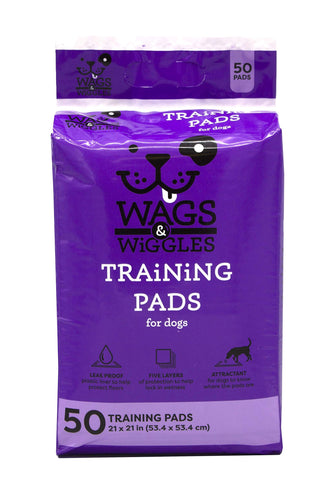 Wags & Wiggles Training Pads For Dogs, 50 Count | Puppy Pee Pads For Dogs | Dog and Puppy Supplies,white,21" x 21"