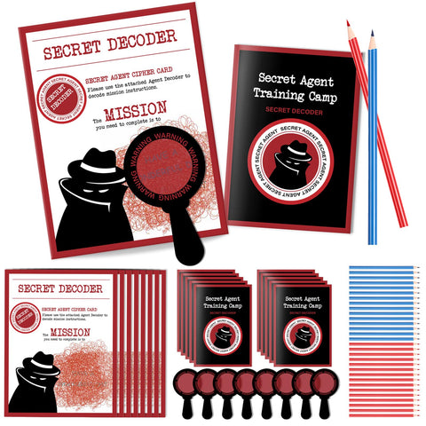 ReliThick 15 Set Detective Kit Secret Decoder Spy Kit Secret Spy Glass Decoder with Agent Training Camp Notepads Secret Mission Cards Pens Spy Birthday Party Favors Goodie Bags Prizes for Students