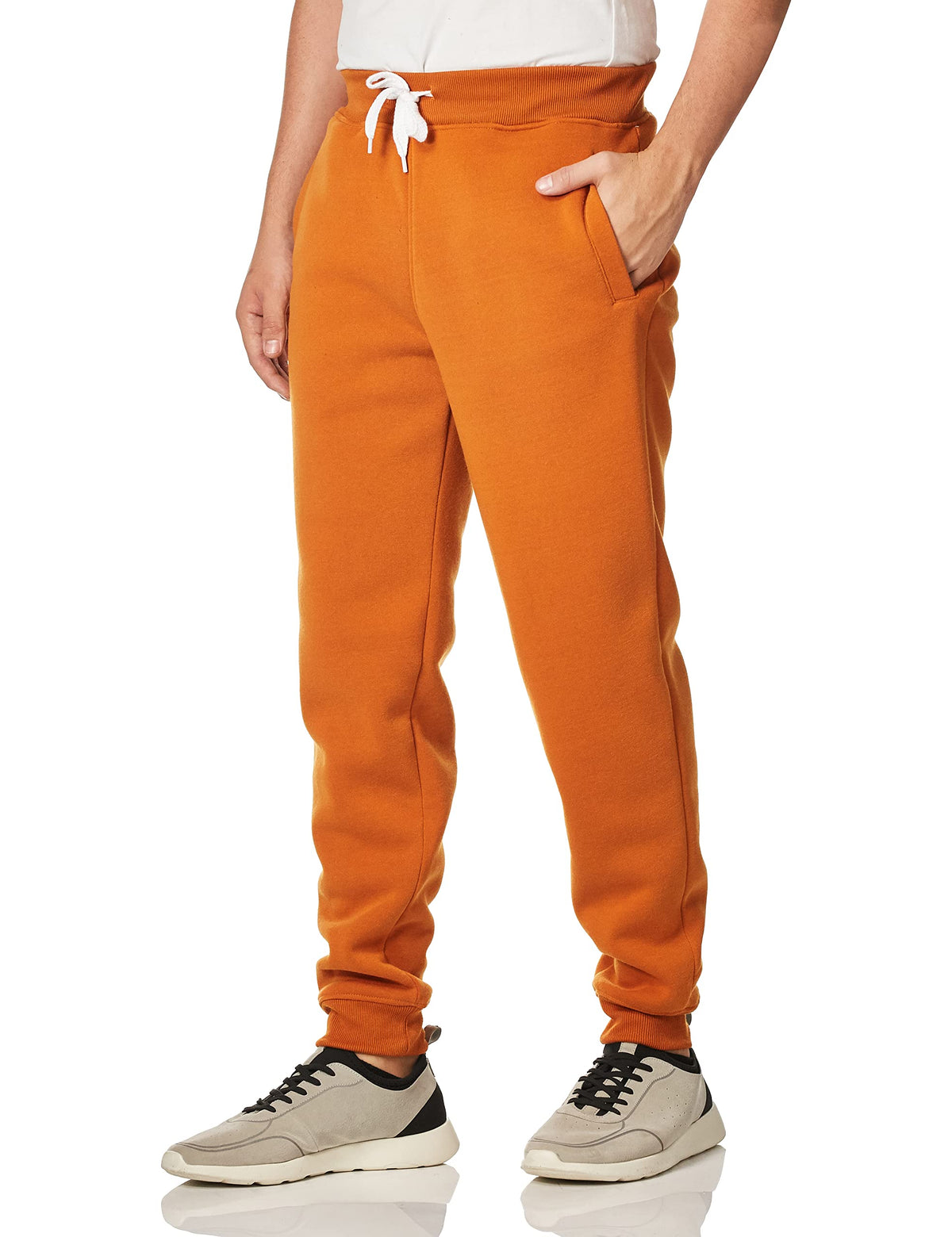 Southpole Men's Active Basic Jogger Fleece Pants Sweatpants, Rust, Medium