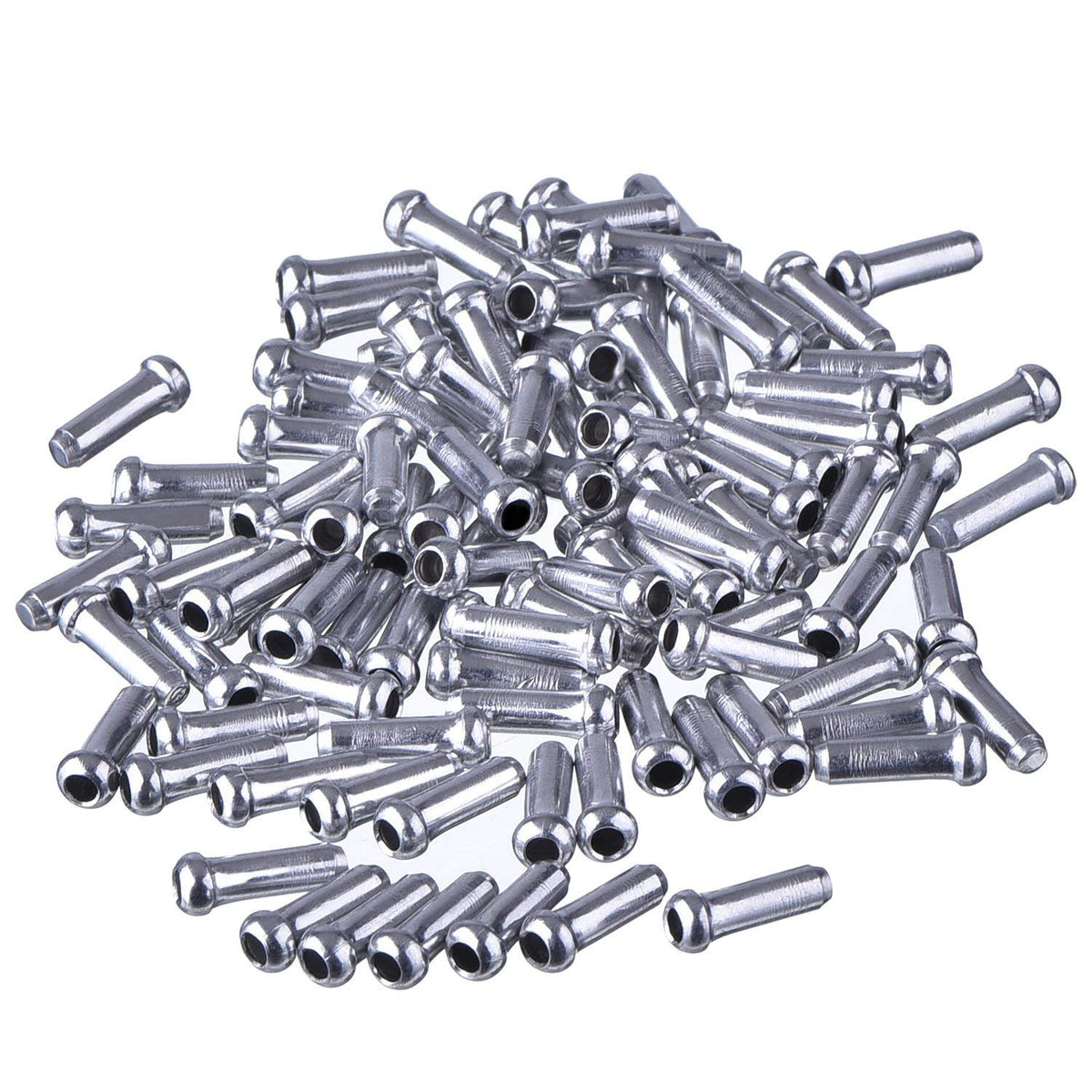 100 Pack Silver Alloy Mountain Bicycle Brake Cable Cap End Tips Crimp