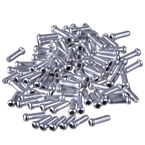 100 Pack Silver Alloy Mountain Bicycle Brake Cable Cap End Tips Crimp