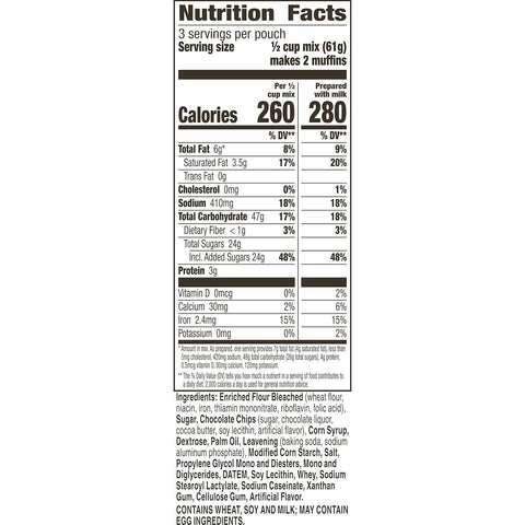 Betty Crocker Chocolate Chip Muffin Mix, 6.5 oz (Pack of 9)