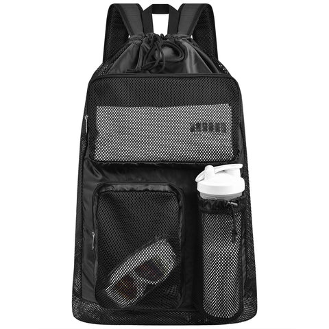 Busiuw Swim Bag for Swimmers, Large Mesh Swim Bag, 80L(8 Footballs Capacity) Lightweight Waterproof Drawstring Beach Backpack for Men & Women- 30"x22.5"x7.6"(XXXL-Large)